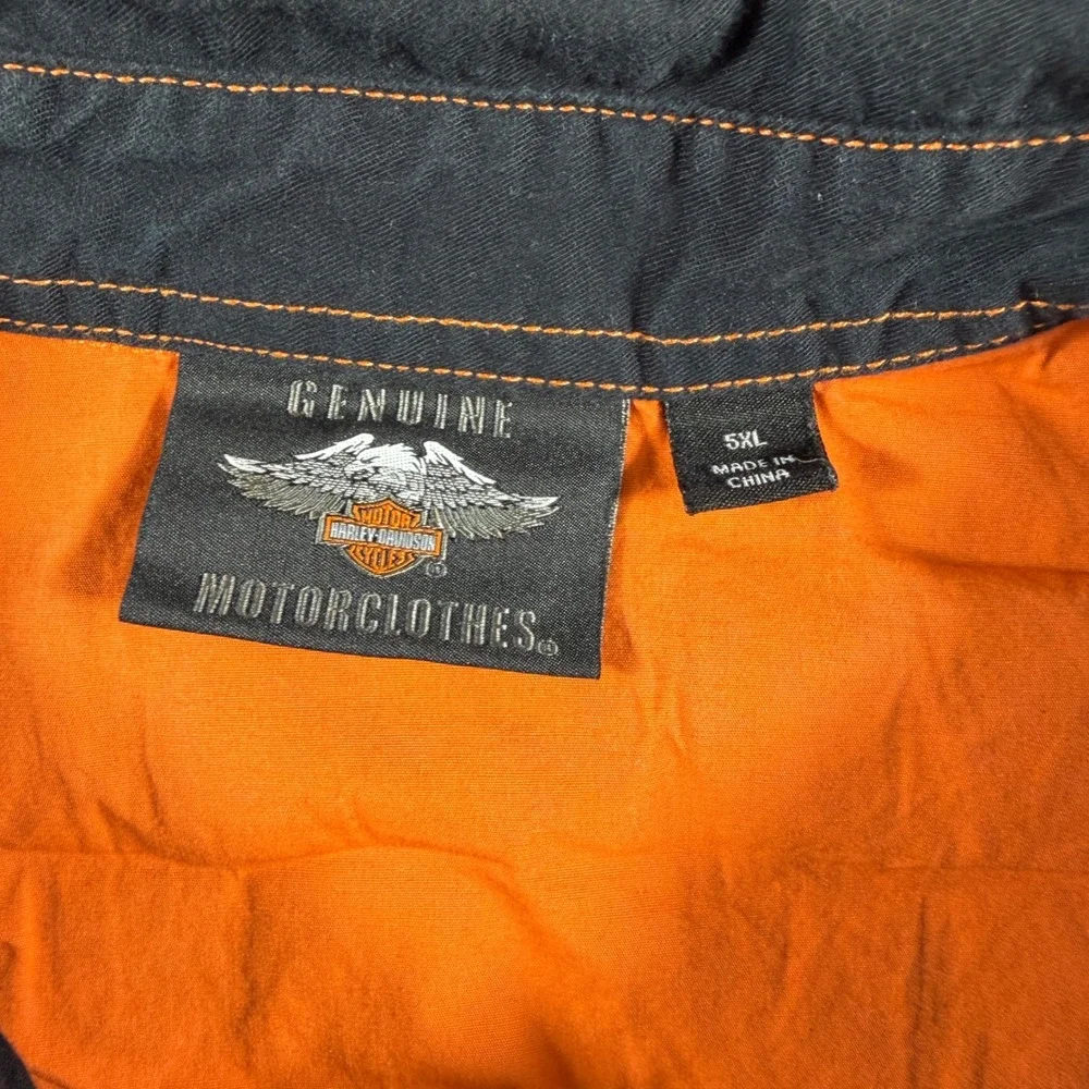 Harley-Davidson Racing Mechanic Shirt Men 5XL Button Short Sleeve Spellout Patch